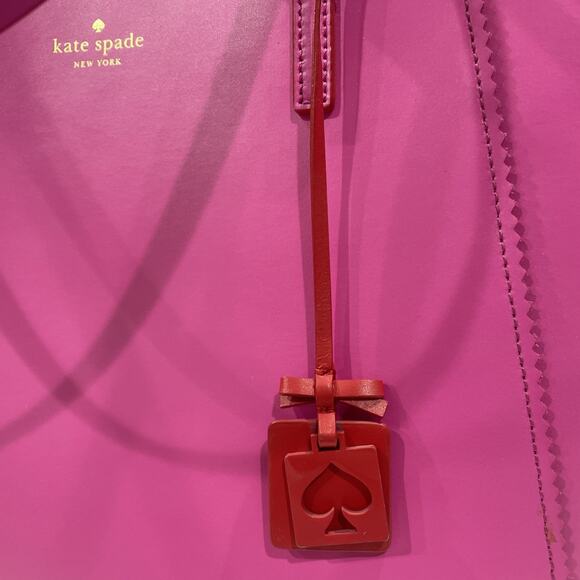 KATE SPADE Large Tote Pink Horizon Saffiano Leather Serrated Edge Pre-Loved - Picture 14 of 15